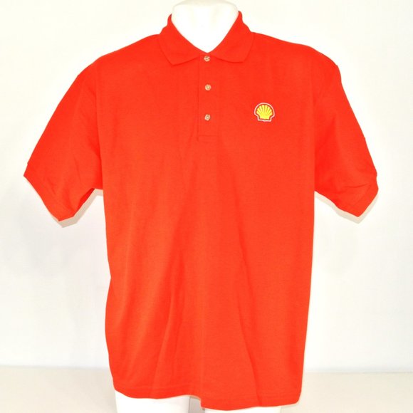 SHELL Gas Station Oil Employee Uniform Polo Shirt Red NEW Size L Large - Picture 5 of 5